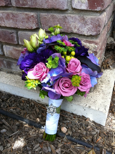 Blue and Pink Bridal Bouquet