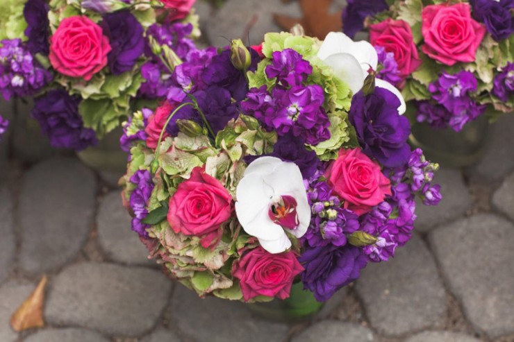 Pink and Purple Bridal Floral Arrangement
